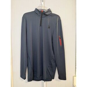 Spyder Athletic Mens L Gray Quarter Zip Pullover Long Sleeve Zip Stretch Shirt